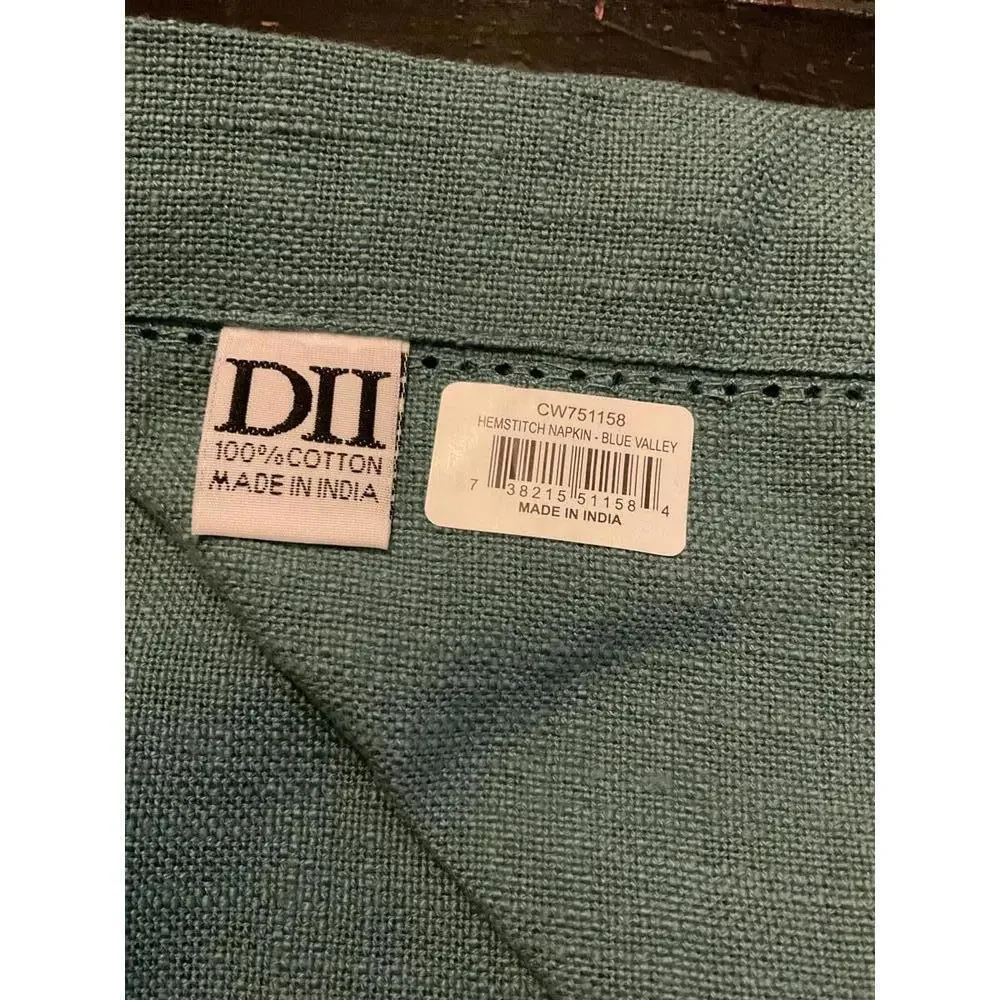 DII Hemstitch Napkin Set - Blue Valley 20” x 20”  NWT (4)